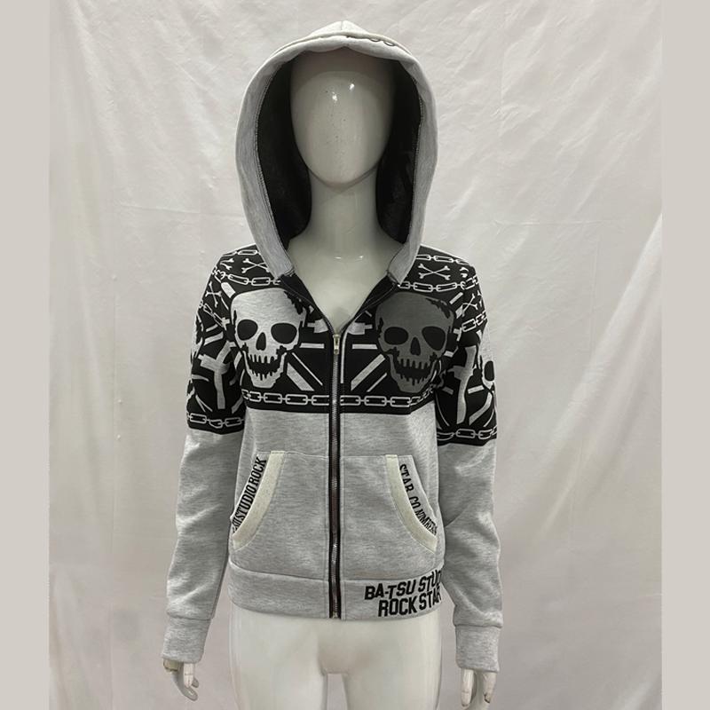 European and American fashion high street Harajuku women's street sexy waist cinched zipper cardigan hooded sweatshirt