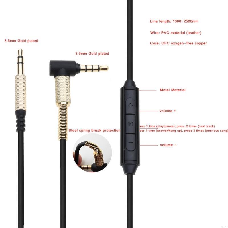 95AF Replacement Cable for Major II 2 3 Monitor Headphones Cord with Mic Volume Control