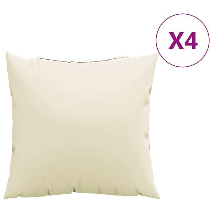 VidaXL Coussins de canapé lot de 4 crème 40x40 cm tissu 360361