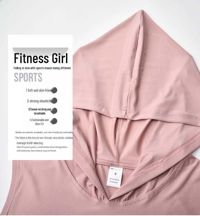 Женский быстросохнущий спортивный жилет без рукавов с капюшоном для бега и йоги