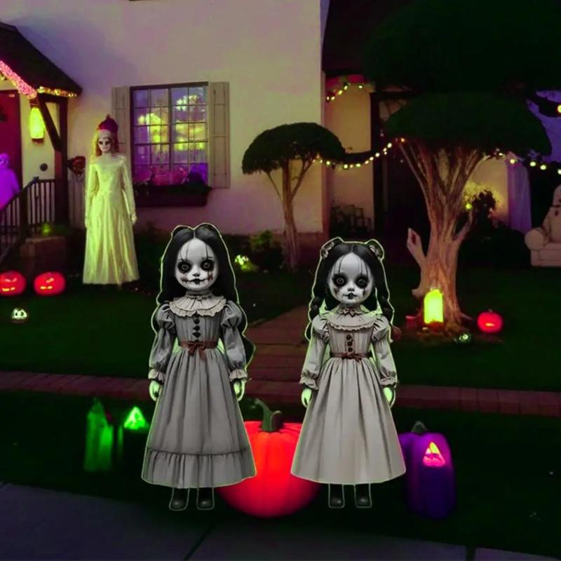 2D Flat Halloween Ghost Doll Ground Decoration Scary Doll Ground Plug-in Board Large Swing Ghost Decoration Horror Prop Plug in