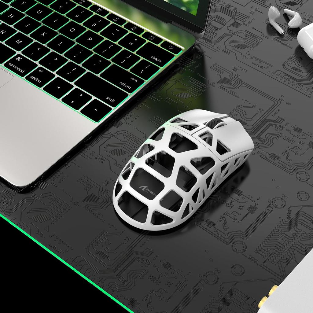 ATTACK SHARK R3 Gaming Magnesium Wired 8000Hz PAW3395 26000 Fast Ergonomic Design Standards Compliance Certificate Mouse, 3-Mode, Alloy,