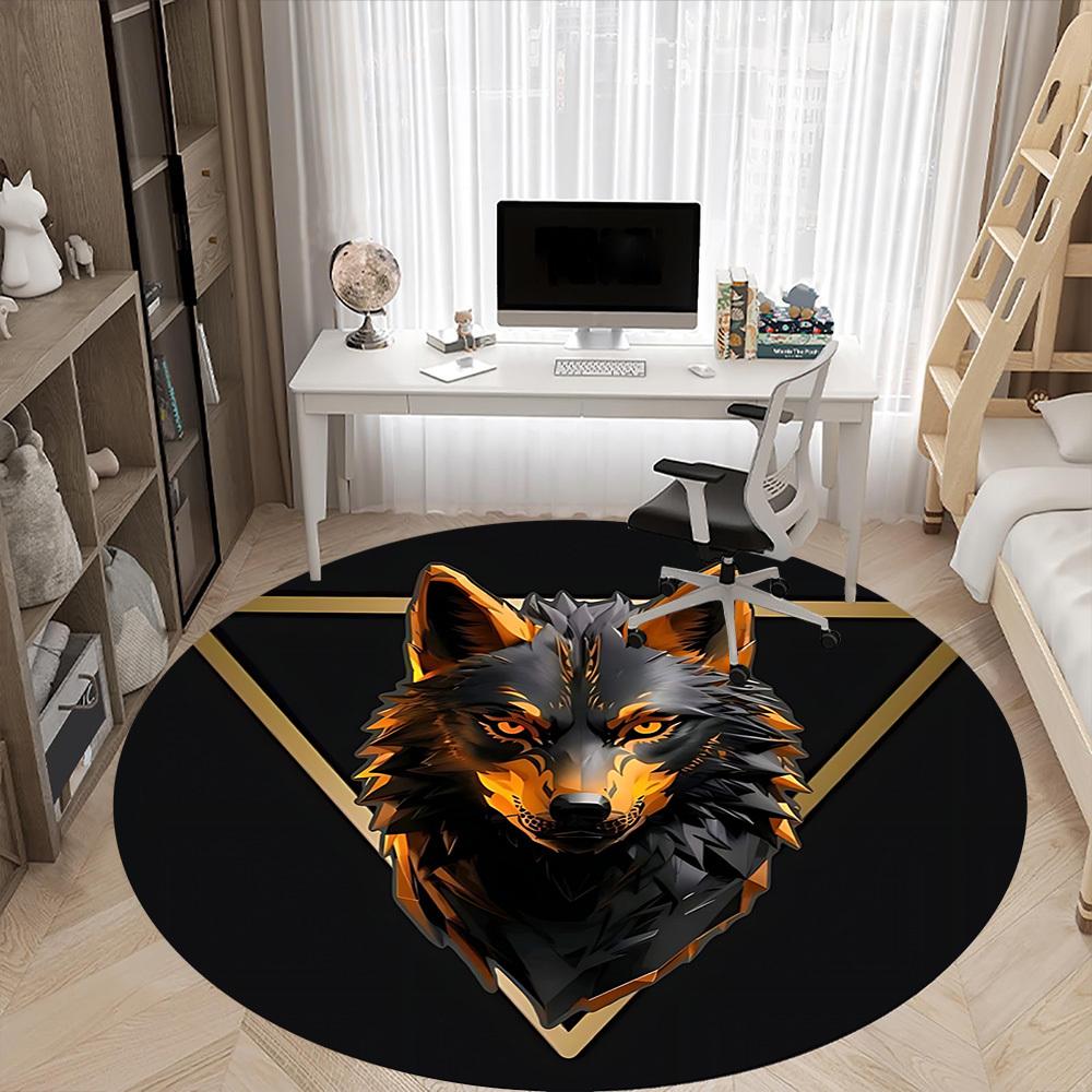 1pc Wolf Pack Office Round Area Rug, Under Office Chairs Bedroom Living Room Home Decor, Room Deco, Available in Various Sizes