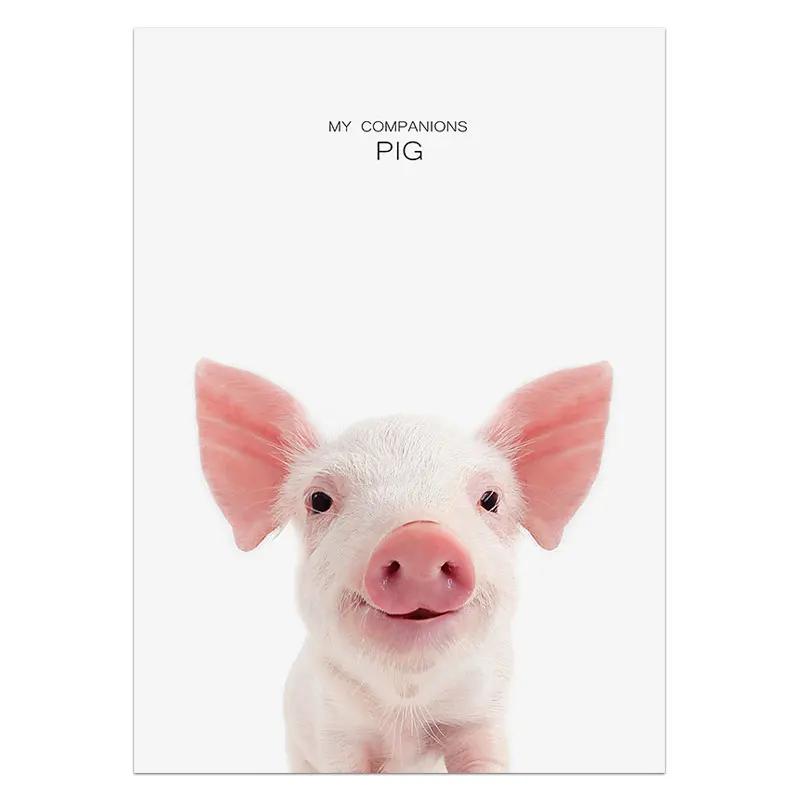 Плакаты и принты с животными, кролик, жираф, свинья, панда, лев, холст, картина, детская настенная живопись, скандинавская картина, украшение для детской комнаты