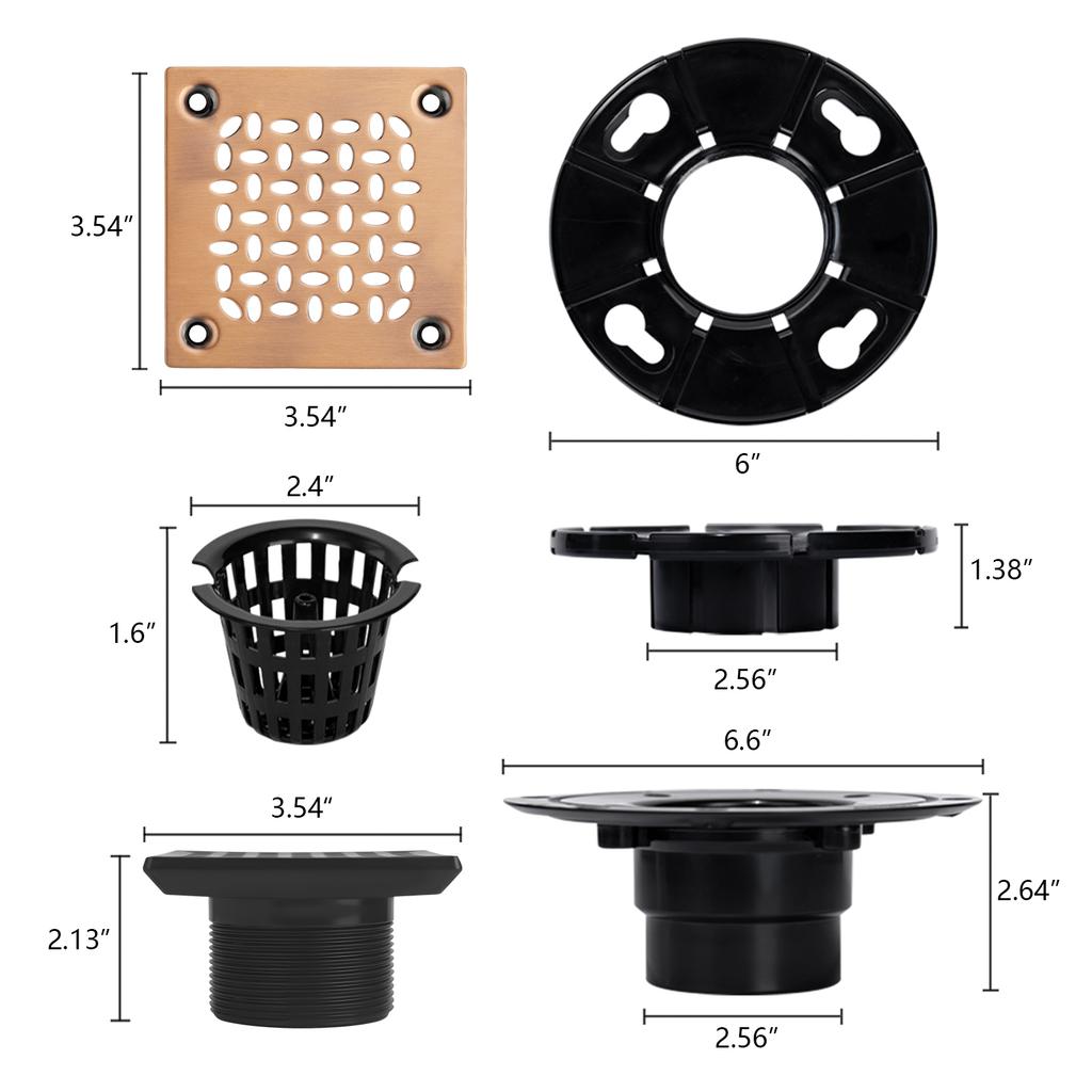 US Warehouse Direct Shipping 3-1/2 Inch Oil Rubbed Bronze Square Shower Drain CUPC Certified