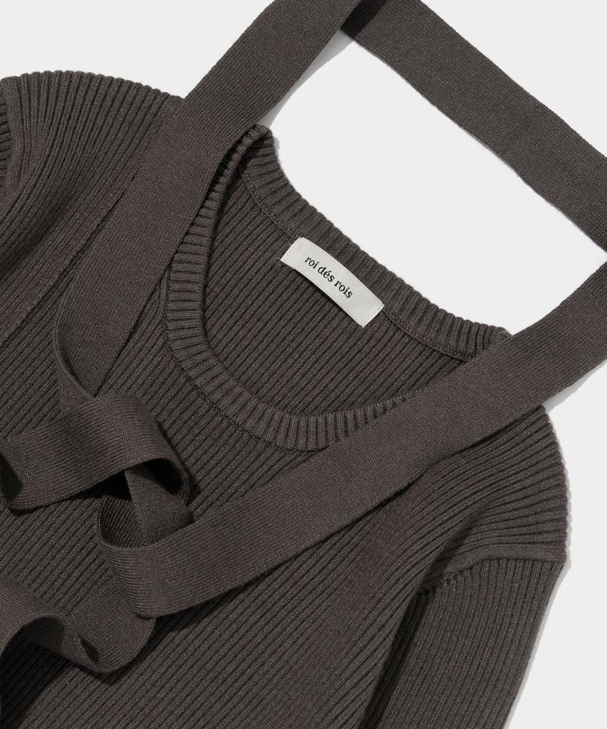 ROIDESROIS Scarf Set Round Neck Ribbed Knit (Charcoal)