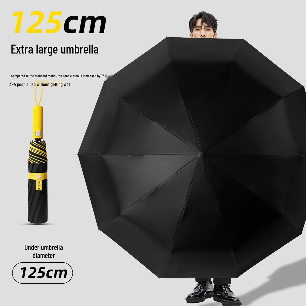 Усиленный ветрозащитный очень большой черный зонт для троих - Двойного назначения для солнца и дождя