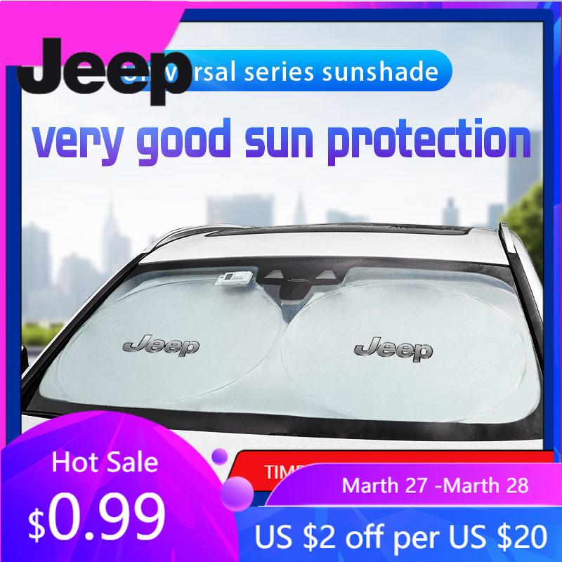 For Jeep Jeep Car Windshield Sun Shade Visor UV Protection Shield For Jeep Renegade Compass Grand Cherokee Wrangler Patriot L