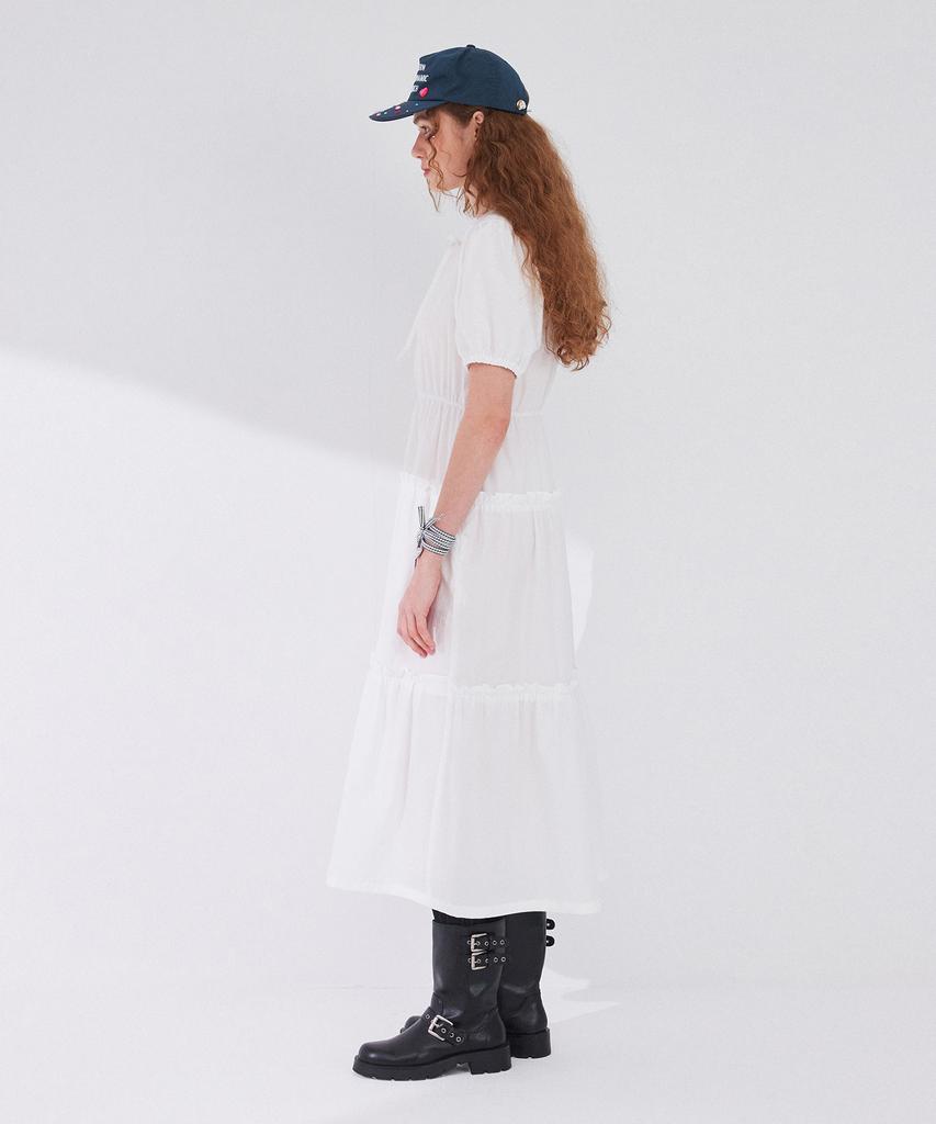BETWEEN A AND B Многоярусное длинное платье с оборками [Белый]