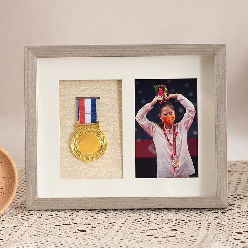 Wooden Medal Frame & Display: Marathon Tag Holder and Decorative Picture Frame