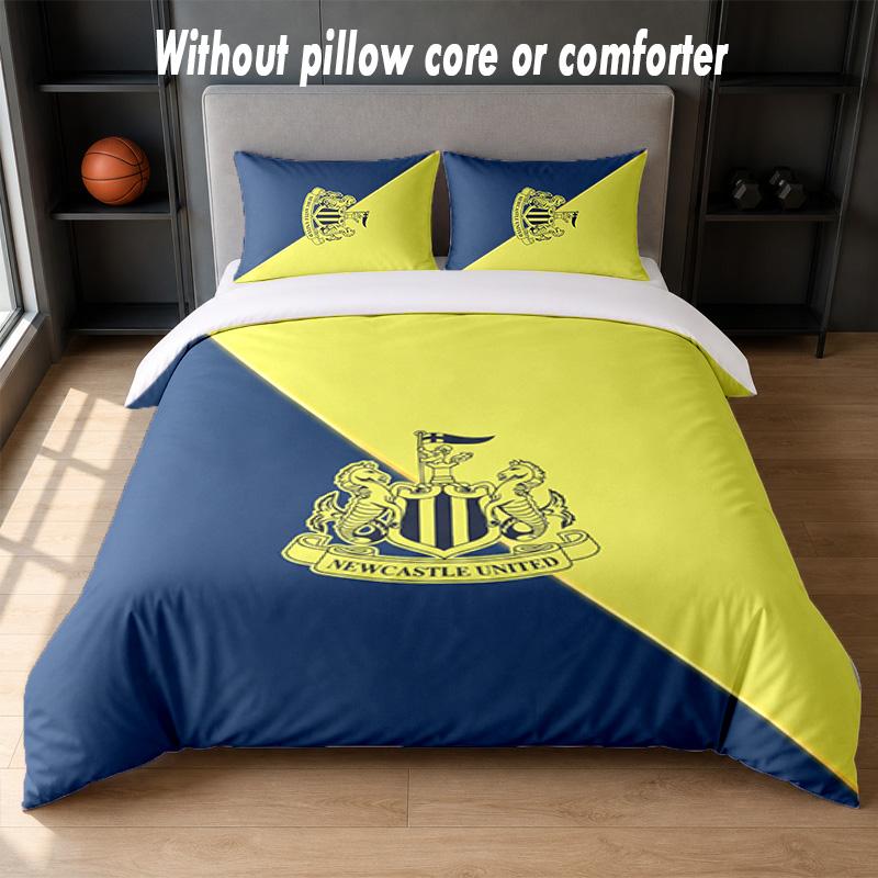 Newcastle United Football Design Bed Bedding Set 1 Duvet Cover + 2 Pillowcases Soft Breathable Household Bed Linens