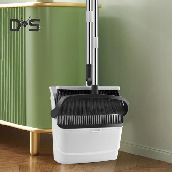 2 шт./комплект совков с длинной ручкой и встроенными зубьями-гребнями, вращающимися на 180 градусов, эргономичный дизайн, набор метел и совков