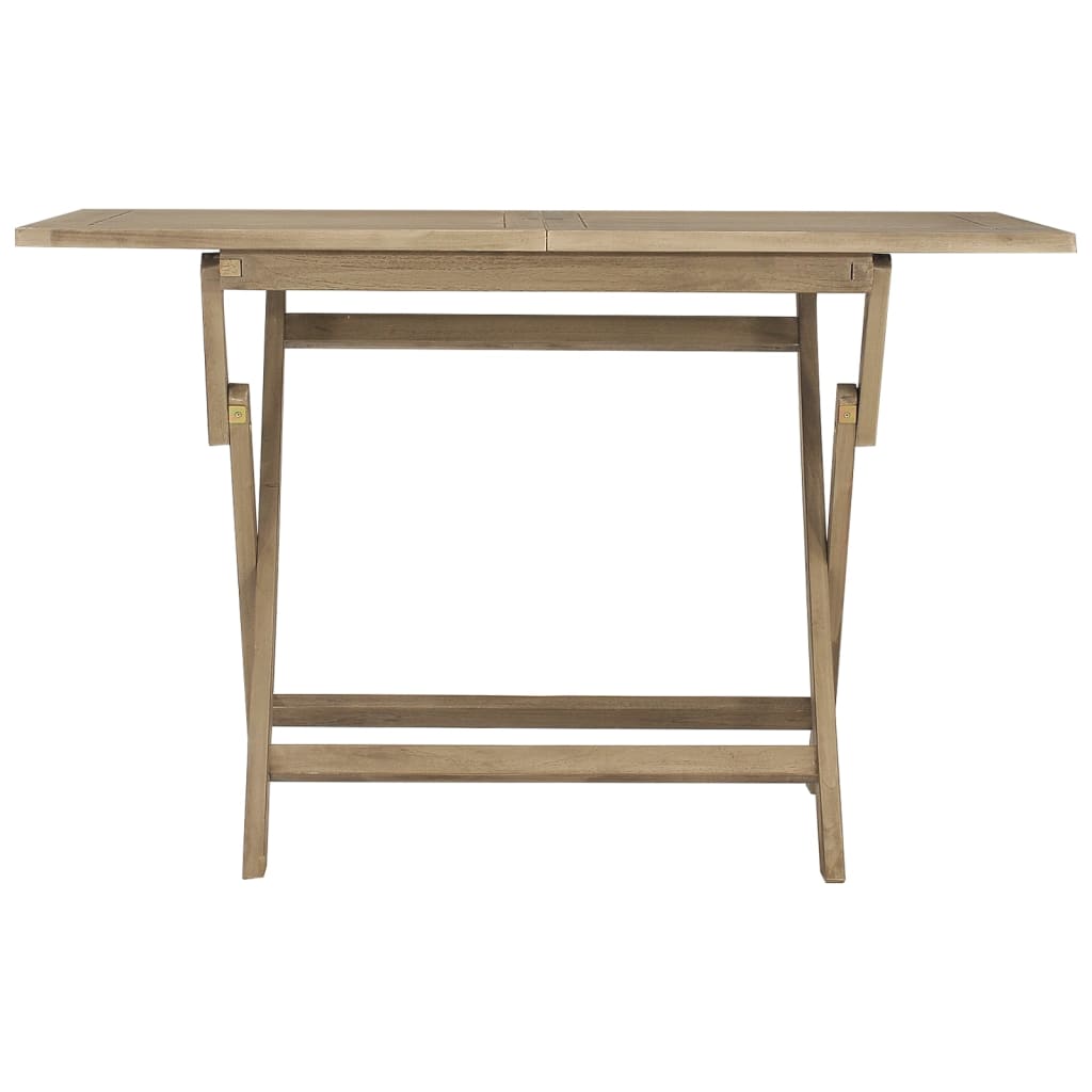Folding Garden Table Gray 120x70x75 cm Solid Teak Wood