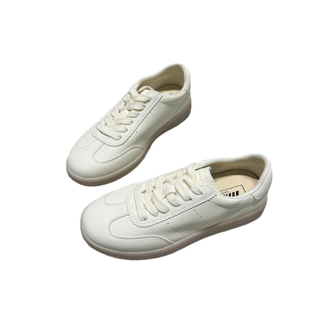 Design Sense Breathable Little White Shoes Women's 2024 Autumn New Round Head Muffin Thick Sole Height Increase Casual Versatile German Training Shoes