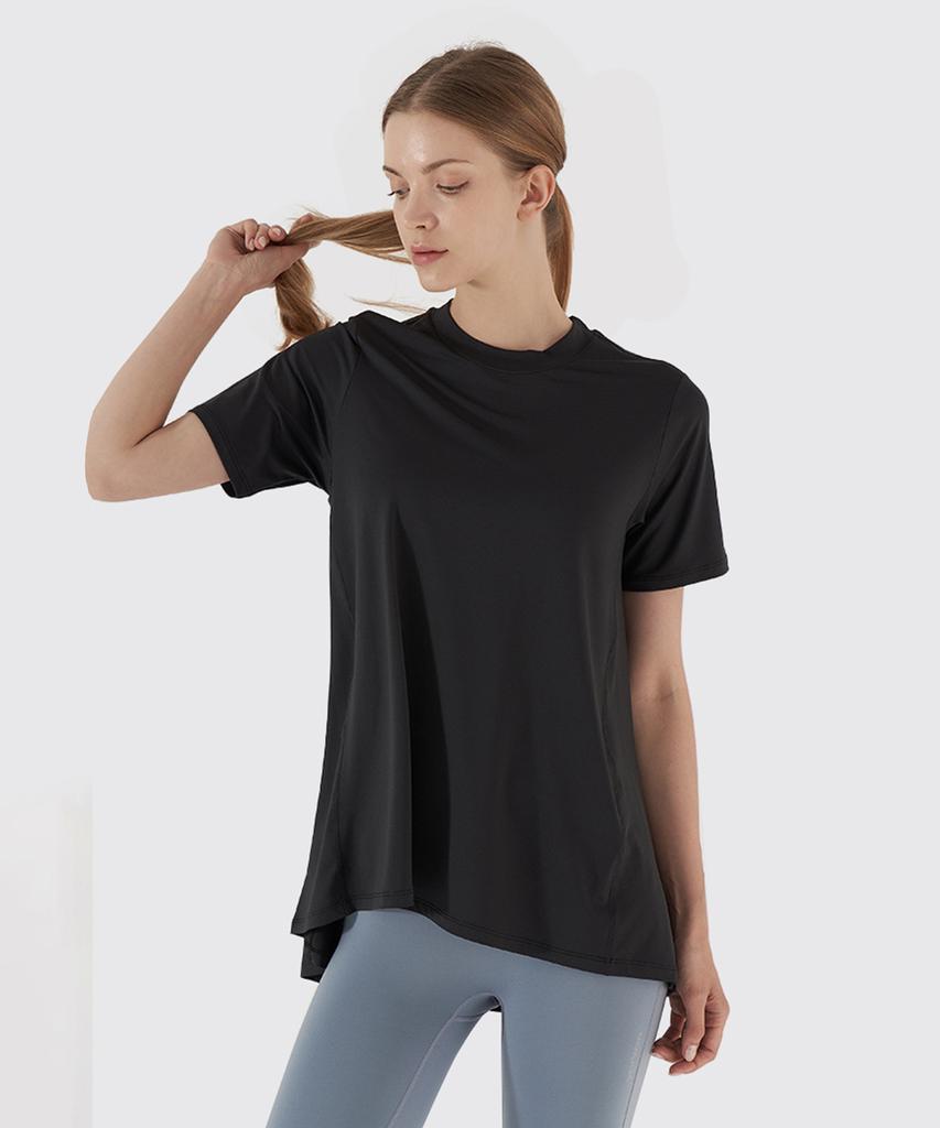 NOKJOK Frilly Loose Fit Short Sleeve T-Shirt Running Yoga Wear Pilates Wear (Type B)