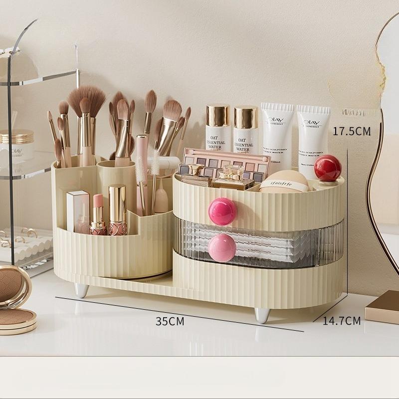 Cosmetic Organizer Makeup Storage Box Desktop Dustproof Rotating Pen Holder Layers Large Capacity Jewelry Lipstick Makeup Boxes