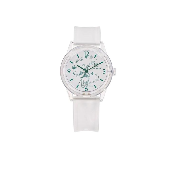 Q&Q SmileSolar DISNEY COLLECTION Часы Винни-Пух Солнечные Аналоговые Водонепроницаемые Уретановый Ремешок R02A-505VK Прозрачные