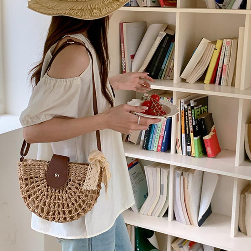 Летние ротанговые сумки женские седло соломенная сумка через плечо ручной работы плетеная сумка кроссбоди дамские сумочки богемный дорожный клатч пляжная сумка