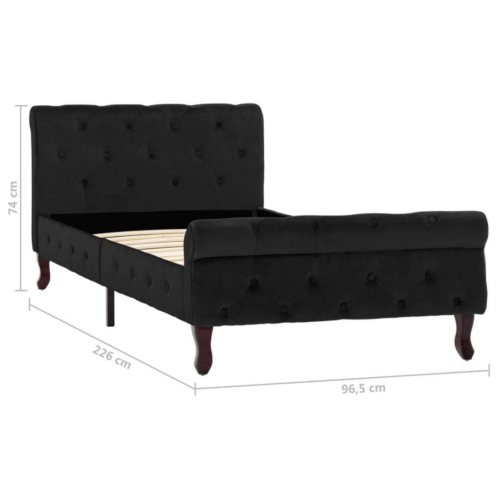 Black Velvet Bed Frame 90 x 200 cm