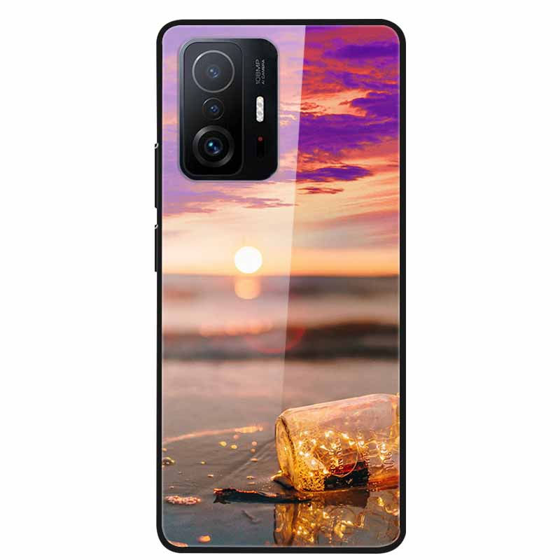 Чехол Для Xiaomi 11T Pro Стекло Жесткий Закаленное Стекло ПК Чехол Для Телефона Для Xiaomi Mi 11T 11 T Pro Ударопрочный Пейзаж Милый Capa Coque