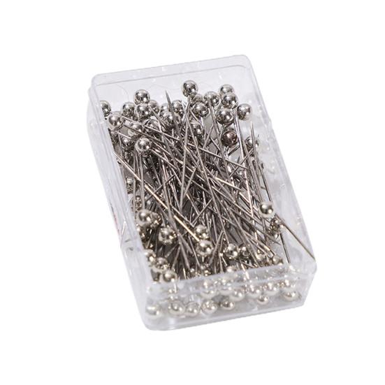 100 шт./кор., разноцветные булавки для хиджаба с круглым верхом и коробкой для хранения, дизайн с одним наконечником, фиксированное шитье