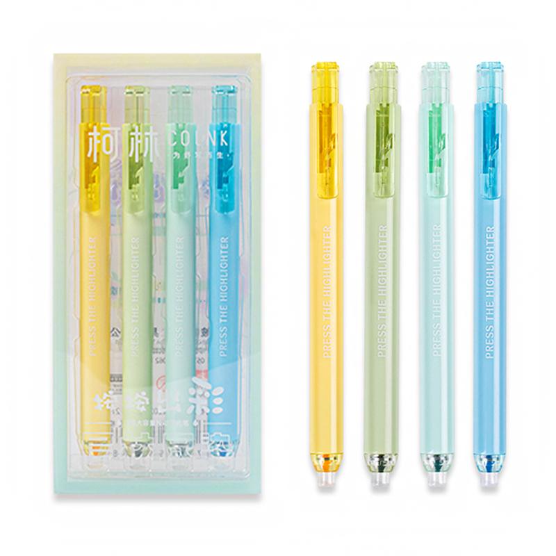 4 Pcs/Set Creative Press Art Marker Pens Colored Highlighter Large Capacity Drawing Painting Pen Artist Stationery Supplies