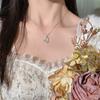 925 sterling silver white fritillary moon necklace women's light luxury Korean version ins high-end design star and moon pendant girlfriend neck chain