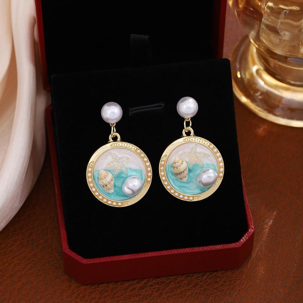 Серьги с французским жемчугом и цветком ракушки — легкая роскошь, винтаж, элитный, натуральный, свежий дизайн