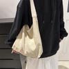 Yogodlns Vintage Women's Bag Large Capacity Suede Shoulder Bag Solid Color Simple Design Casual Commuter Shopper Tote
