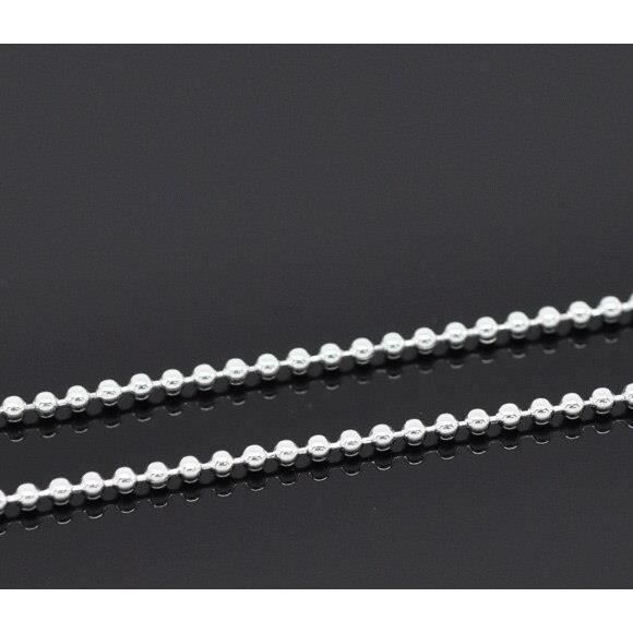 Lot of 5 Pcs 10m Silver Colored Ball Chains Found 1.5mm Diameter. (B13961)