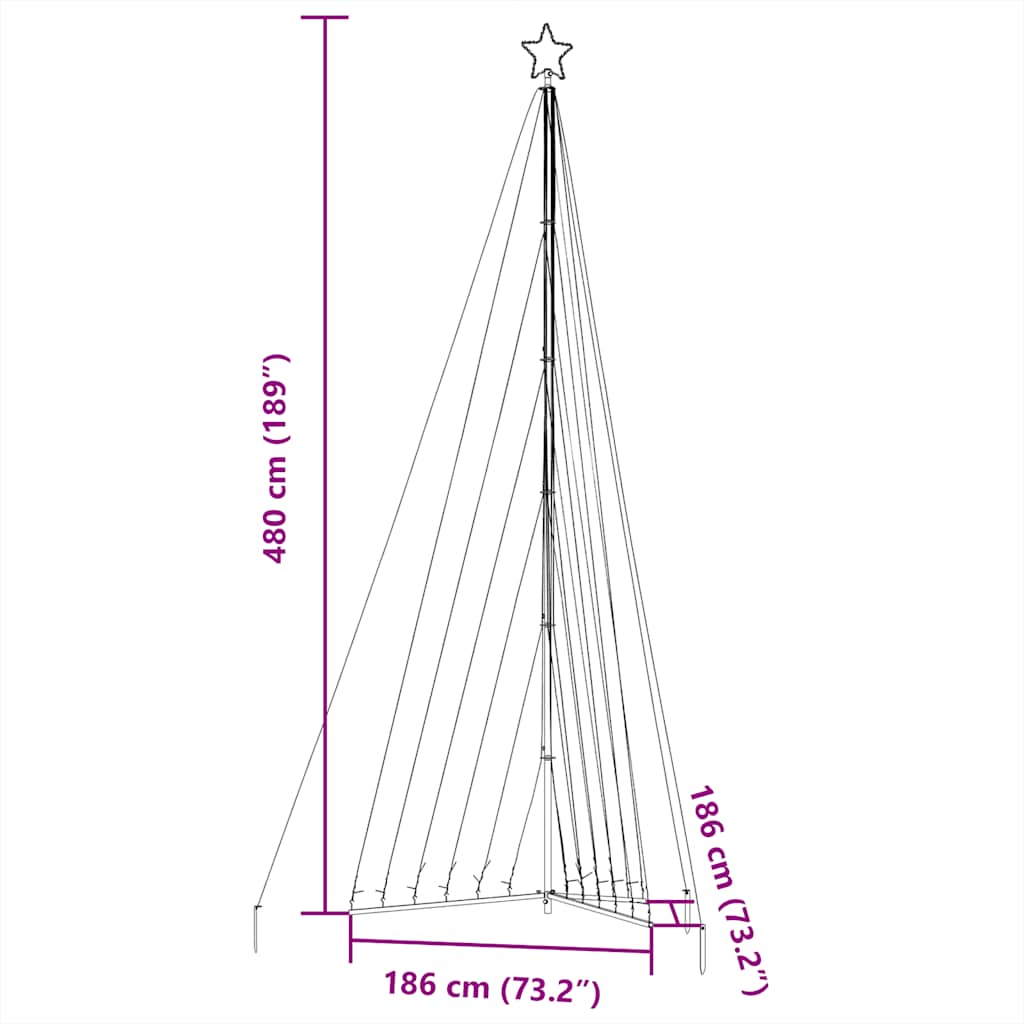 LED Christmas Tree 789 Cold White LEDs 476 cm