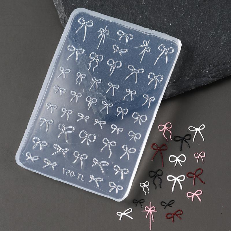 Elegant Bow Silicone Nail Art Molds Cute Bowknot Ribbon 3D Carving Template Gel Printing Stencils Kawaii Japanese Nail Accessory