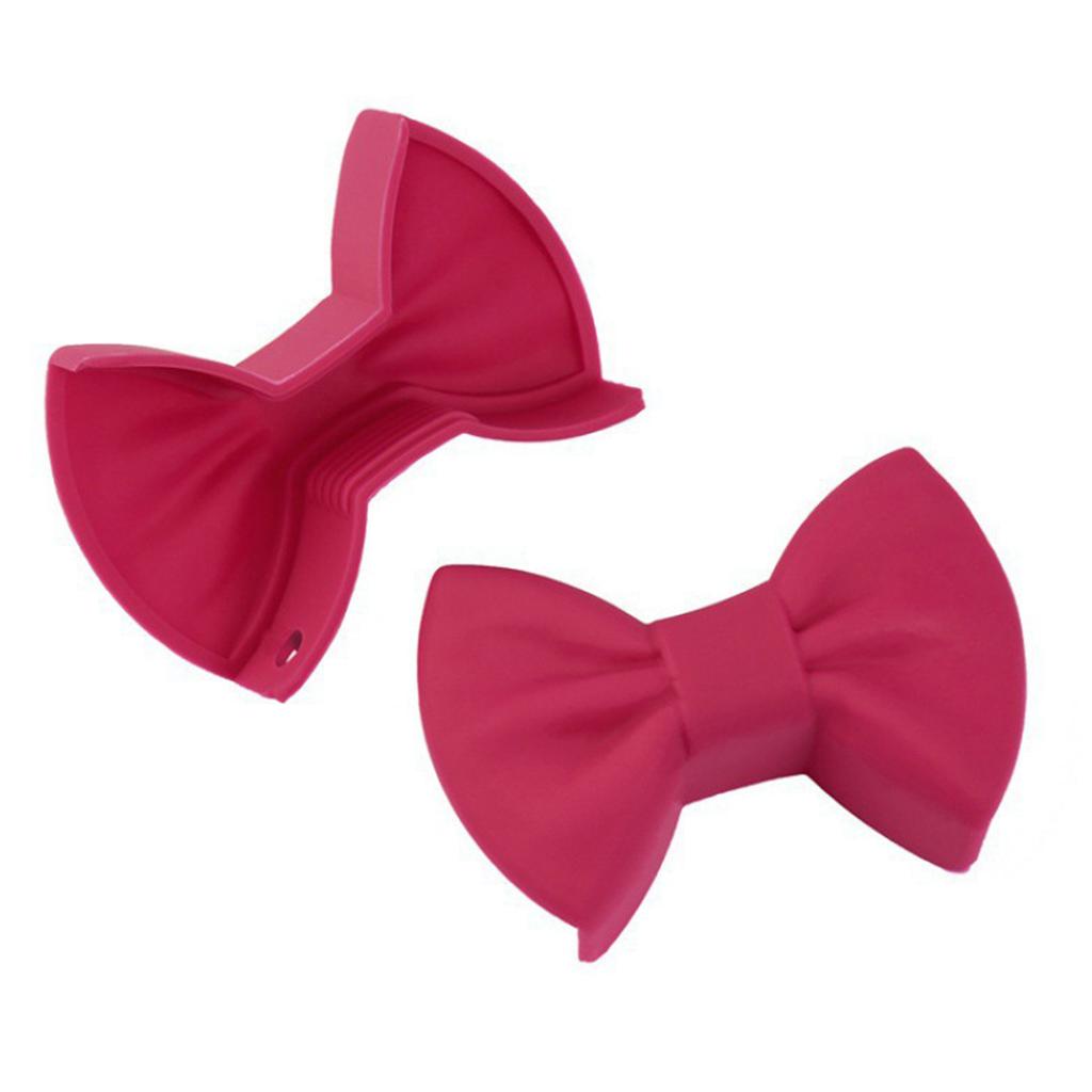2pcs Silicone Oven Mitts Creative Bow Shape Oven Gloves Heat Resistant Pot Holders For Cooking Mini Oven Gloves Kitchen Tool