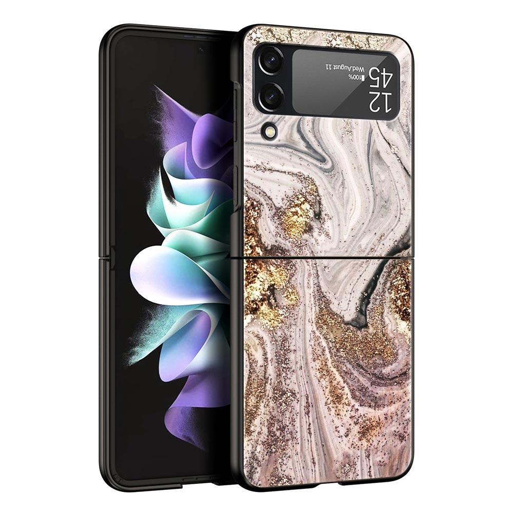 Винтажный Мраморный Жесткий ПК Чехол Для Телефона Для Samsung Galaxy Z Flip 7 6 5 4 Черная Крышка Для Galaxy Z Flip 3 Складной Корпус Fundas Capas