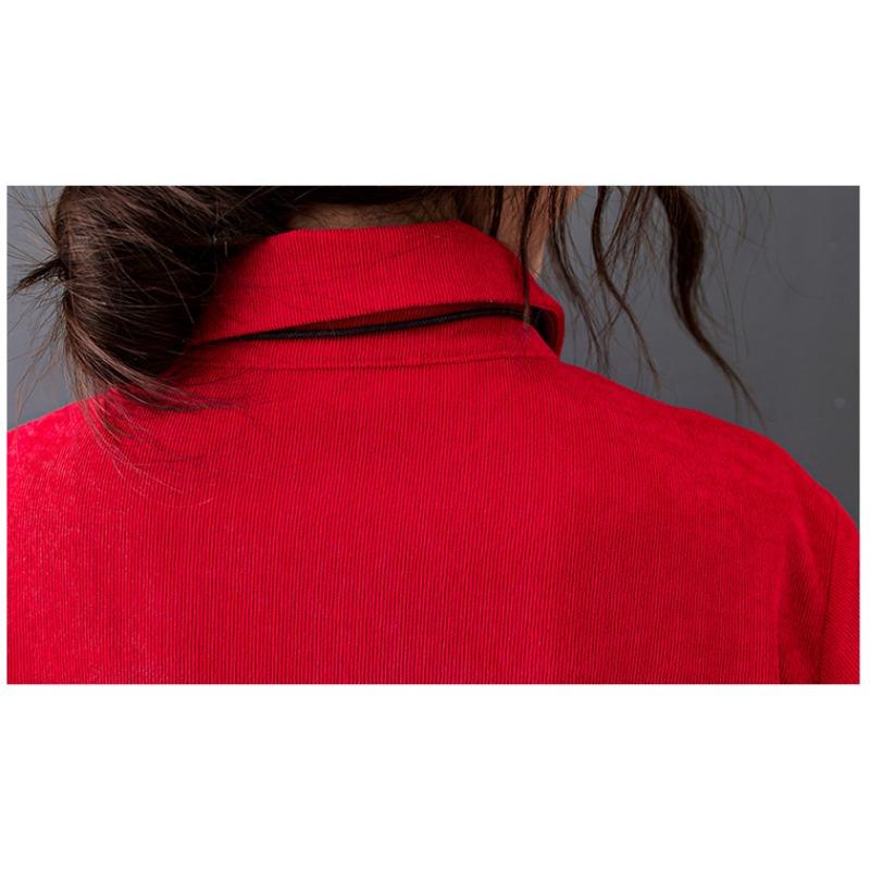 Осенние длинные вельветовые платья Literary Plus, свободное однотонное вечернее платье с длинным рукавом и лацканами для женщин