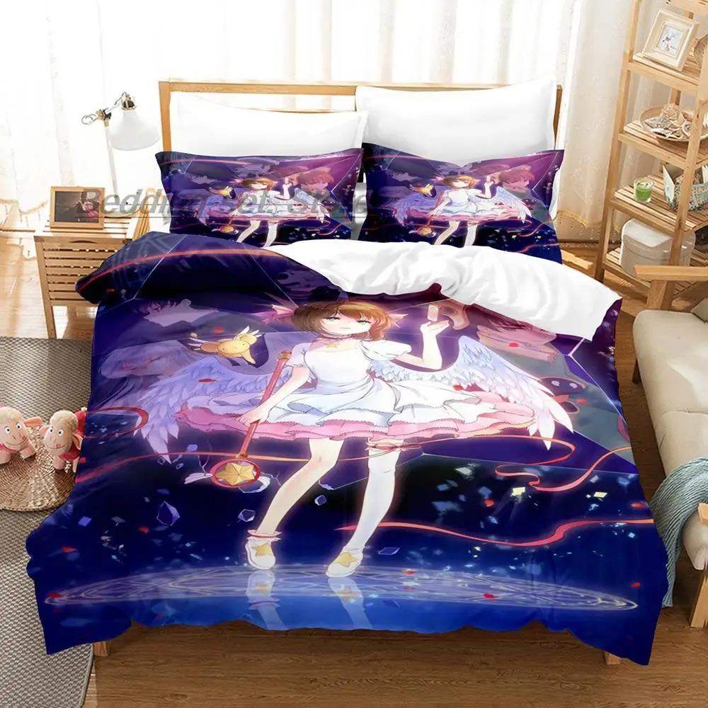 Комплект постельного белья Cardcaptor Sakura Single Twin Full Queen King Size, комплект постельного белья Aldult Kid Bedroom Duvetcover Sets 3D Print Anime