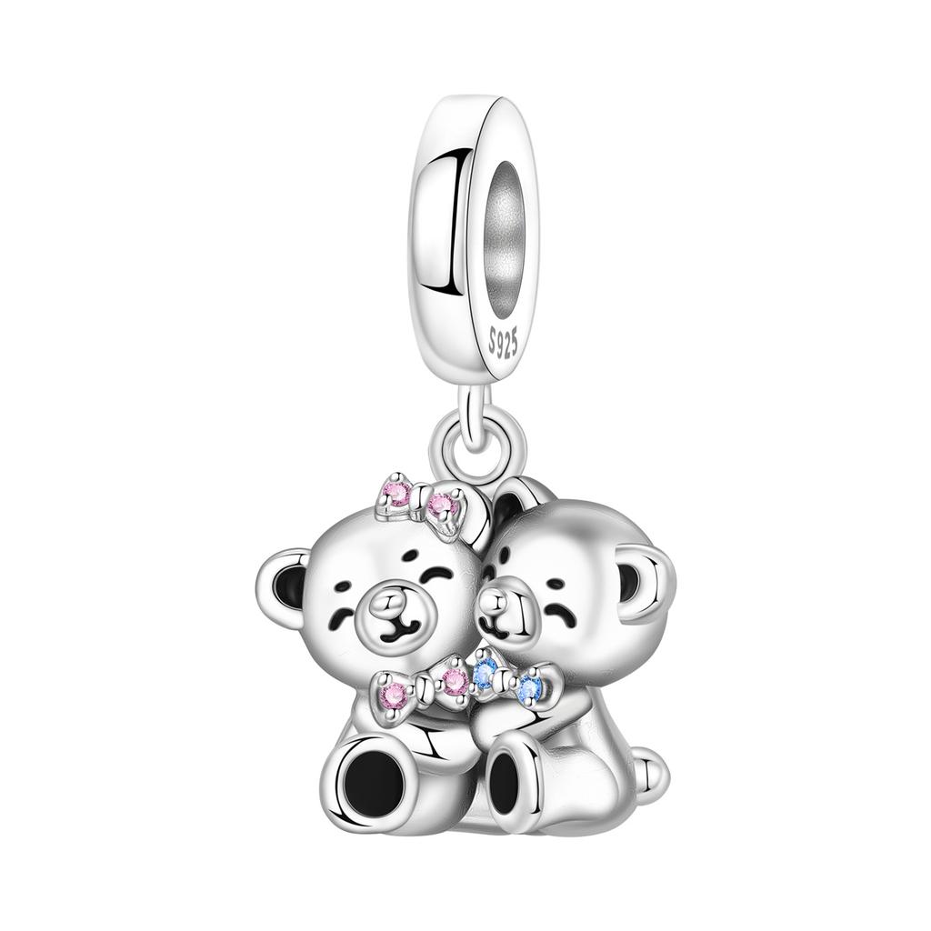 Orstarry 925 Silver Little Bear Pendant Beads Charm Bracelet Jewelry DIY Gifts for Party Animal Lovers