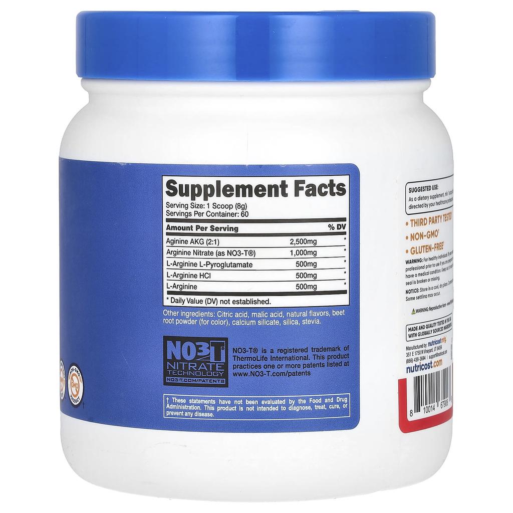 Nutricost, L-Arginine Complex, Fruit Punch, 16.9 oz (474 g)