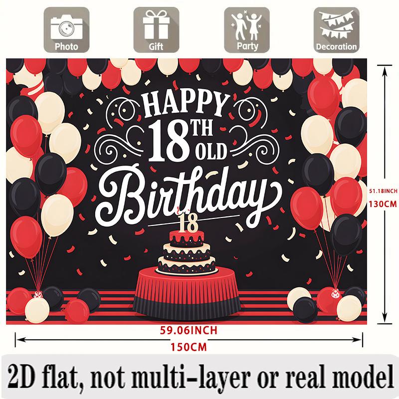 Party Backdrop 18Th Birthday Flat Designed Celebrating Serves Photos Made Embellishments Photo Booth Decor Birthday Party Decor
