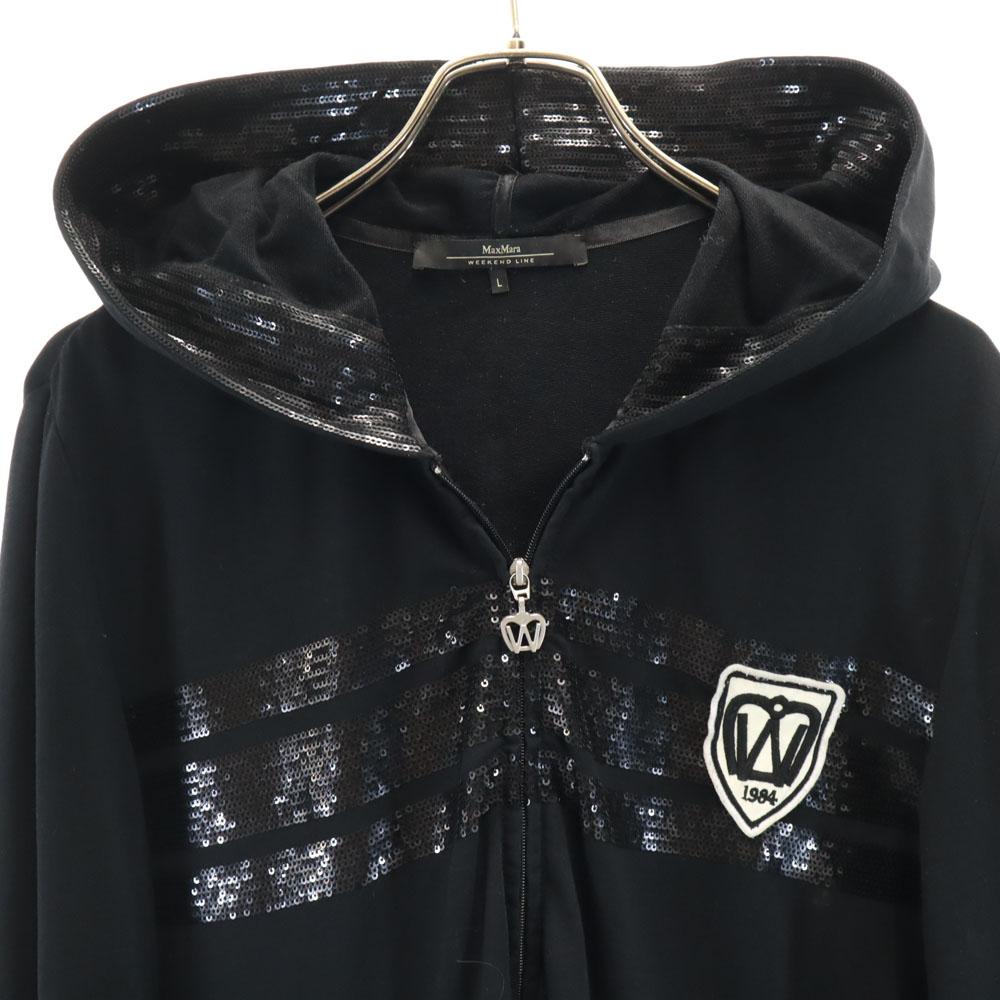 Max Mara Женское худи на молнии с длинным рукавом L черное Б/У
