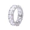 White K Row Diamond Oval Zircon Ring In Copper Plated Setting - Trendy Geometric Fashion Jewelry for Women