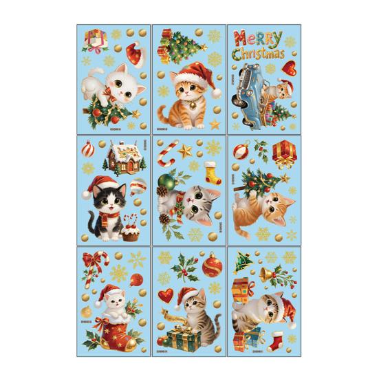 9 Sheets/Set Christmas Window Cling Removable Waterproof PVC Winter Merry Christmas Static Glass Sticker Holiday Party Decoration Decal