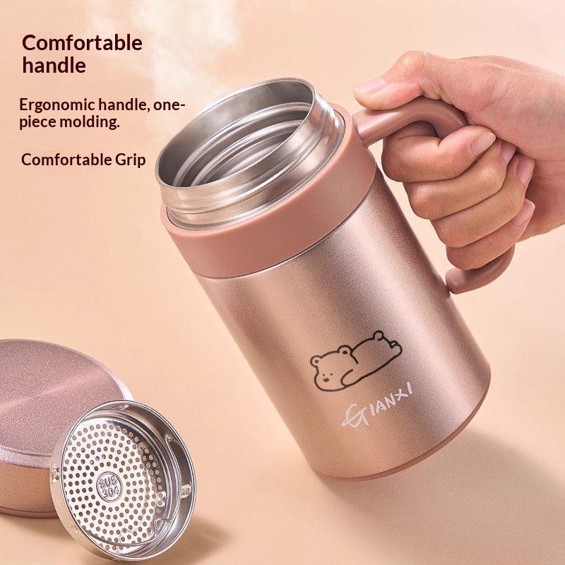 Термокружка Gianxi Женская офисная чашка для чая 316 нержавеющая сталь большая вместимость мужская с ручкой чашка для воды