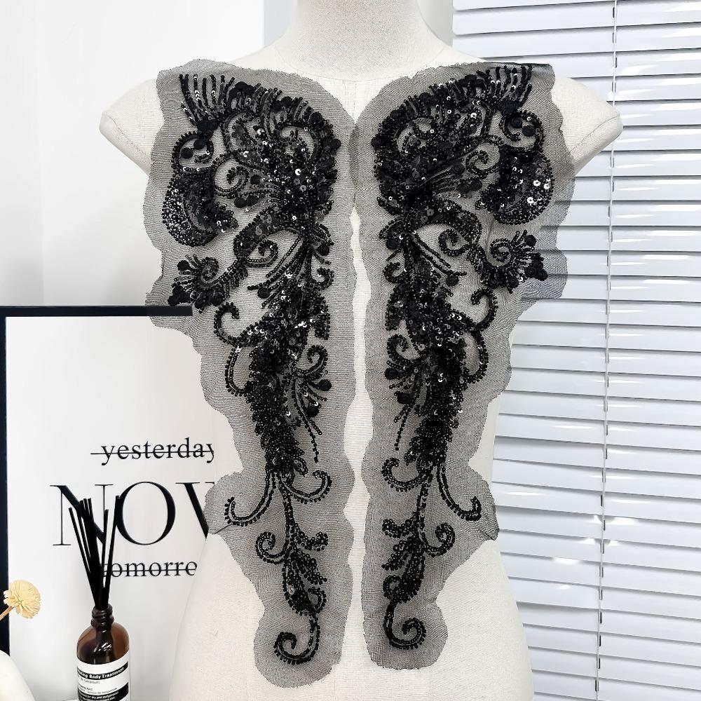 1Pair Beaded Sequined Dress Accessories Wedding Dress Clothing Chest Flower Handmade Flower Patch