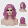 Вьющиеся парики для косплея для женщин, короткие синие, фиолетовые, розовые, зеленые, золотисто-желтые, боковая часть, термостойкое волокно, синтетические волосы