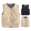 Women's Vest Slim Lining Button Closure V-neck Sleeveless Solid Color Windproof Warm Outdoor Down Vest