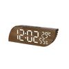 Digital Mirror Surface Alarm Clock 2 Levels Brightness LED Alarm Clock Snooze Function Temperature Humidity Display Clock