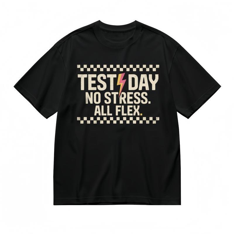 Men's Fashion Classic T-Shirt Lightning Stress Text Graphic Vintage Style Tee