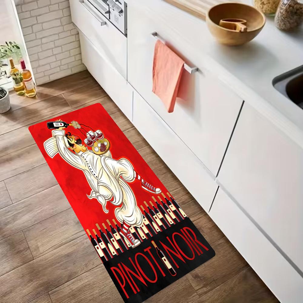 Chef Wine Kitchen Floor Mat Nonslip Washable Soft Carpet Doormat Suitable For Bedroom Living Room Kitchen And Bathroom Home Decor