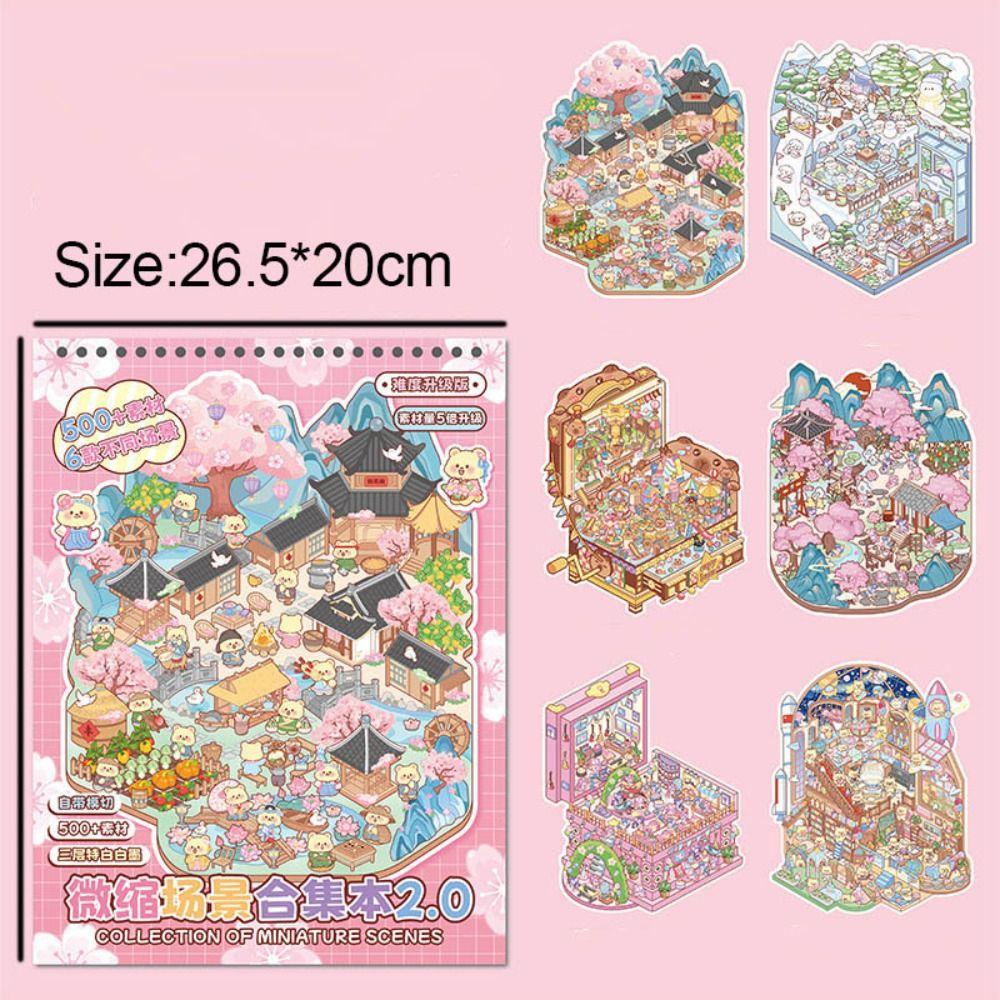 Cartoon Miniature Scene Collection PET Tent Sticker Decoration New Landscape Sticker Book Kids
